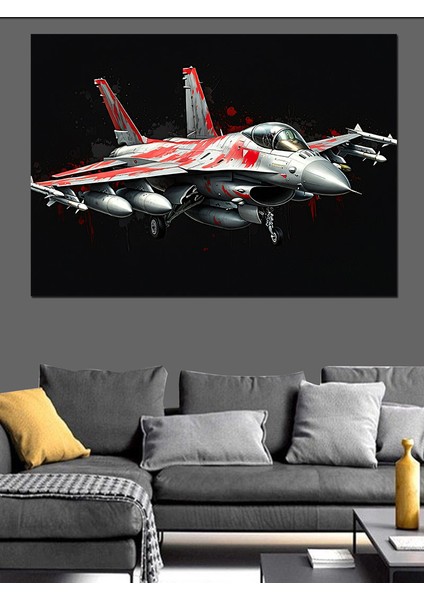 Kırmızı Jet Uçağı Havada Dekoratif Kanvas - Mdf Ahşap Tablo modelleri