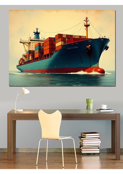 Denizde Yük Gemisi Dekoratif Kanvas - Mdf Ahşap Tablo modelleri