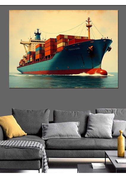 Denizde Yük Gemisi Dekoratif Kanvas - Mdf Ahşap Tablo fırsatları