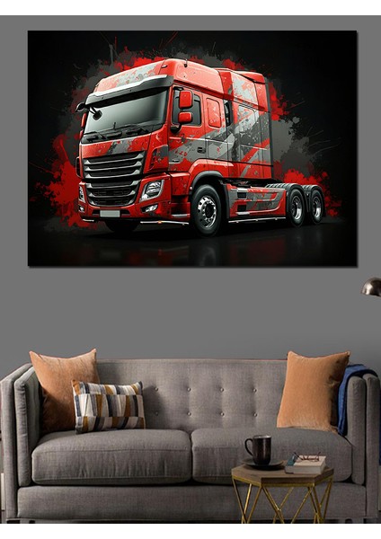 Kırmızı Tır Tasarımı Dekoratif Kanvas - Mdf Ahşap Tablo modelleri
