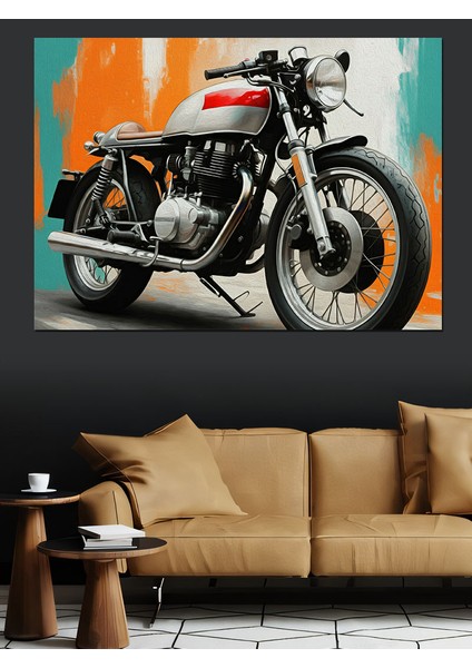 Vintage Motosiklet Portresi Dekoratif Kanvas - Mdf Ahşap Tablo
