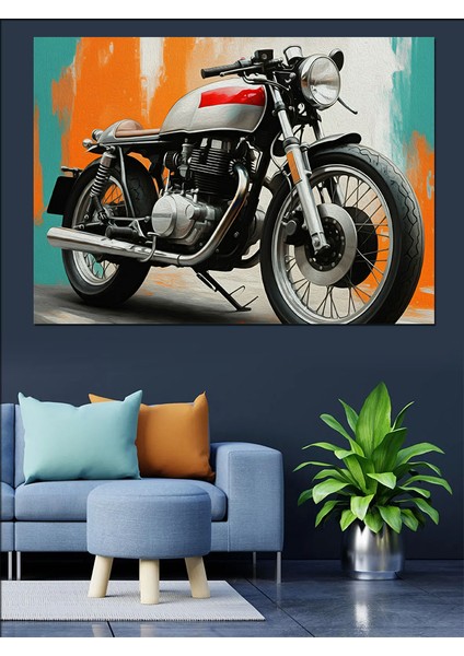 Vintage Motosiklet Portresi Dekoratif Kanvas - Mdf Ahşap Tablo fiyatları