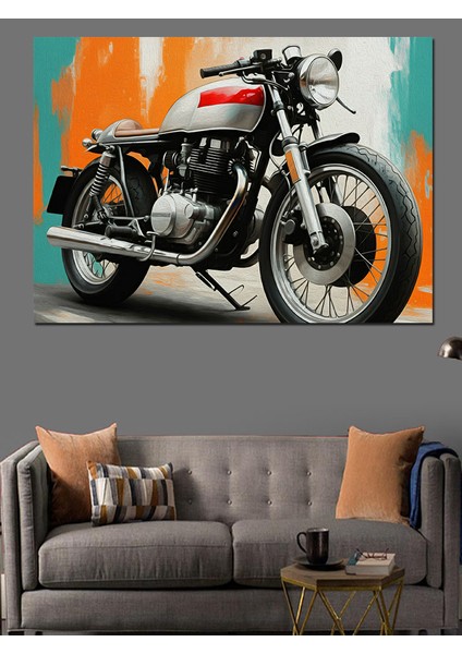 Vintage Motosiklet Portresi Dekoratif Kanvas - Mdf Ahşap Tablo modelleri