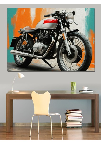 Vintage Motosiklet Portresi Dekoratif Kanvas - Mdf Ahşap Tablo fırsatları