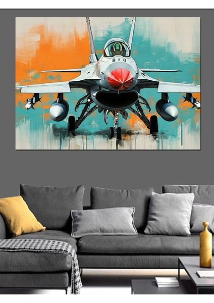 Jet Uçağı Dekoratif Kanvas - Mdf Ahşap Tablo