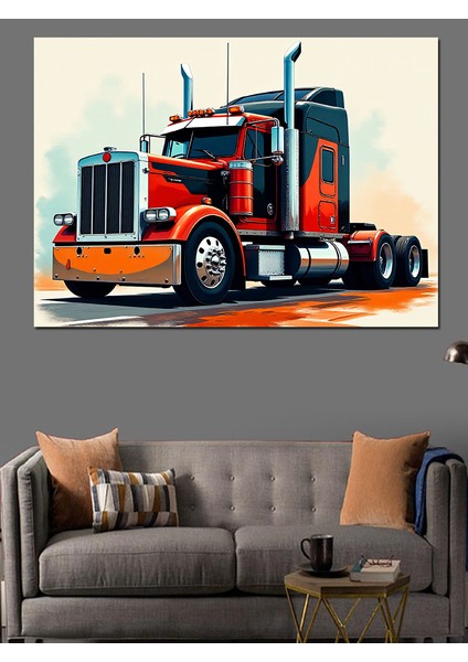 Turuncu Tır Modeli Dekoratif Kanvas - Mdf Ahşap Tablo fiyatları