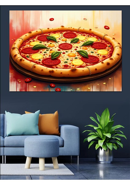 Büyük Boy Pizza Görseli Dekoratif Kanvas - Mdf Ahşap Tablo