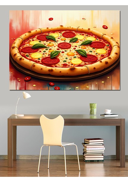 Büyük Boy Pizza Görseli Dekoratif Kanvas - Mdf Ahşap Tablo