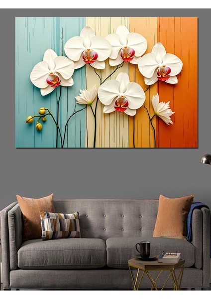 Orkide Çiçek Deseni Dekoratif Kanvas - Mdf Ahşap Tablo fiyatları