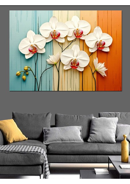 Orkide Çiçek Deseni Dekoratif Kanvas - Mdf Ahşap Tablo fırsatları