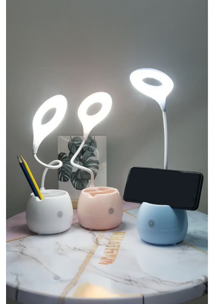 Şarjlı Masaüstü LED Işık Telefon Tutucu Olarak Kalemlik Olarak Kullanılabilir LED Işık Çalışma Işığı fırsatları