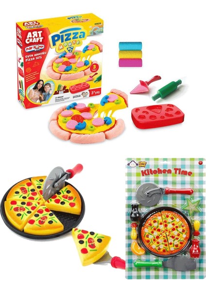 Oyuncak Aksesuarlı Tepsili Pizza Oyun Seti Pizza Oyun Hamuru Çocuk Oyuncakları