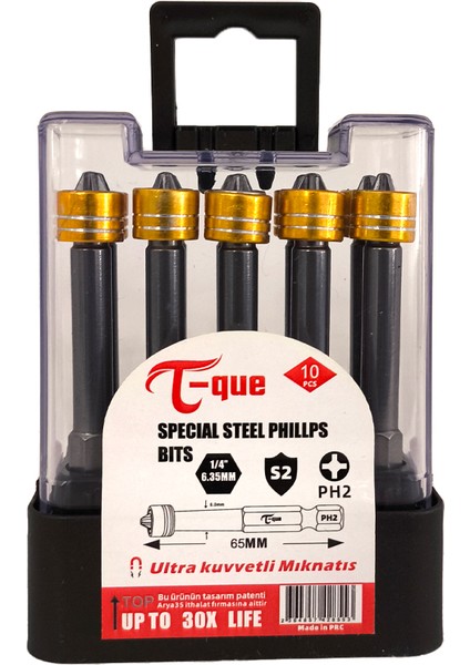 Mıknatıslı Yıldız Bits Uç PH2X65MM 10\'lu Paket