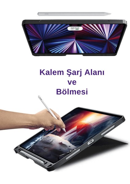 Apple iPad Air 11 M3 2025 Uyumlu Fuchsia Touch Pad Bluetooth Klavyeli Standlı Mıknatıslı Tablet Kılıfı