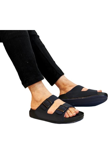 7408 Lacivert Çift Tokalı Yumuşak Taban Erkek Terlik fırsatları