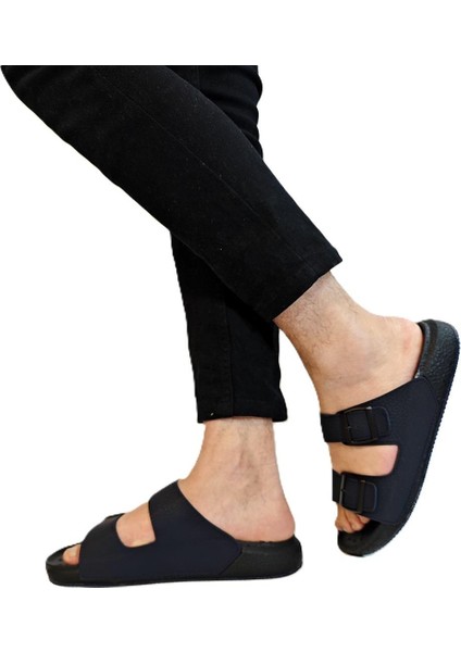 7408 Lacivert Çift Tokalı Yumuşak Taban Erkek Terlik indirimleri