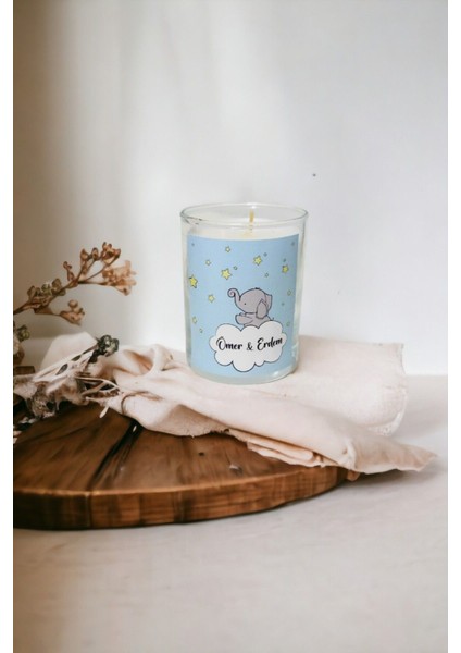 Bebek Hediyelik Mavi Fil Baskılı 10 Adet Bardak Mum fırsatları