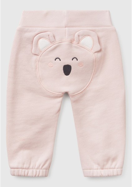 Bebek Toz Pembe Arkası Tavşan Detaylı Beli Lastikli Eşofman Altı fiyatları