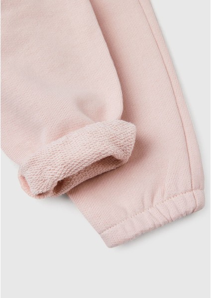 Bebek Toz Pembe Arkası Tavşan Detaylı Beli Lastikli Eşofman Altı modelleri