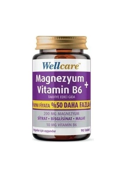 Magnezyum Vitamin B6 200/10MG 90 Tablet