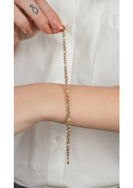 14 Ayar Altın Taşlı Halka Zincir Bileklik modelleri