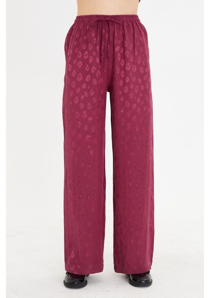 Leopar Desen Saten Pantolon
