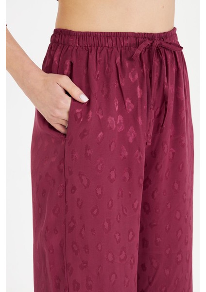 Leopar Desen Saten Pantolon