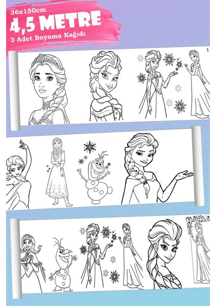 Prenses Temalı Rulo Aktivite Dev Boyama Kağıdı 4,5 Metre