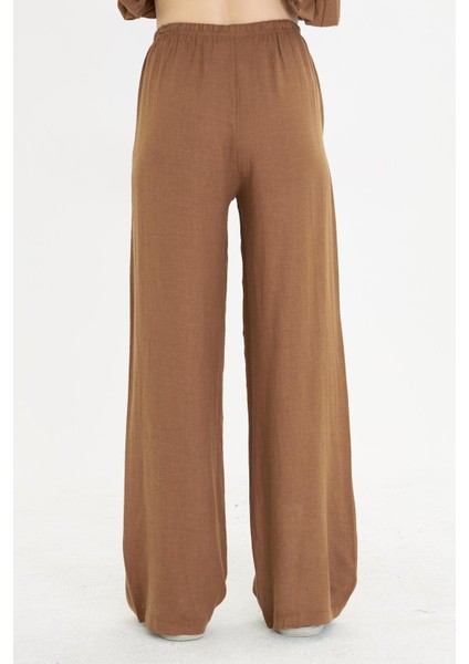 Dar Kemerli Keten Pantolon