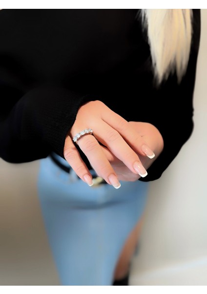 5 Taş Safir Zircon Gümüş Alyans fiyatları