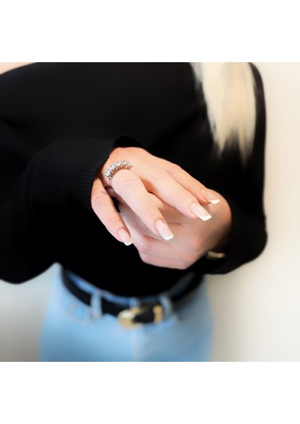 5 Taş Safir Zircon Gümüş Alyans modelleri