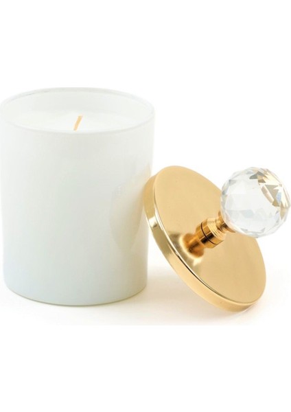 Özel Tasarım D Harfli Vanilya Kokulu Gold Kristal Tepelikli Beyaz Bardak Mum fiyatları