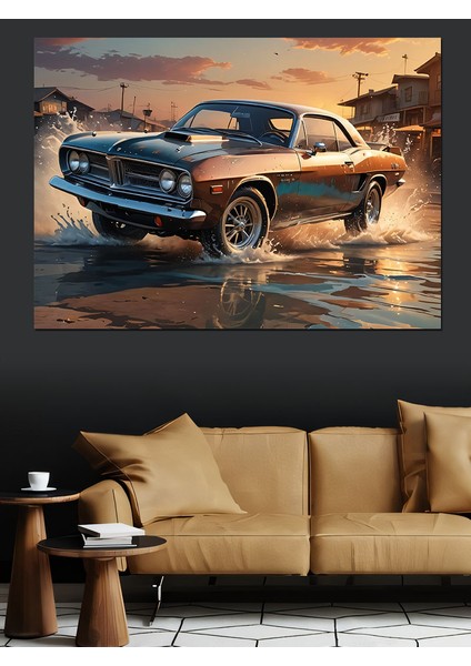 Retro Klasik Spor Araba Dekoratif Kanvas - Mdf Ahşap Tablo fiyatları