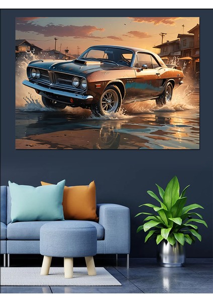 Retro Klasik Spor Araba Dekoratif Kanvas - Mdf Ahşap Tablo modelleri