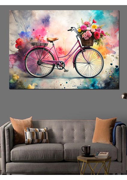 Çiçekler ve Bisiklet Dekoratif Kanvas - Mdf Ahşap Tablo modelleri