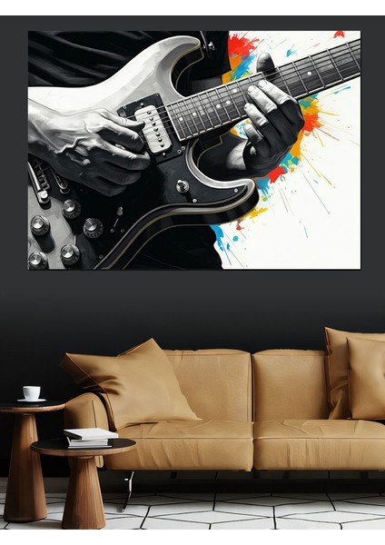 Elektro Gitar Dekoratif Kanvas - Mdf Ahşap Tablo fiyatları