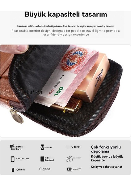 Erkek Bel Çantası Kemere Asılabilir Kahverengi (Yurt Dışından)
