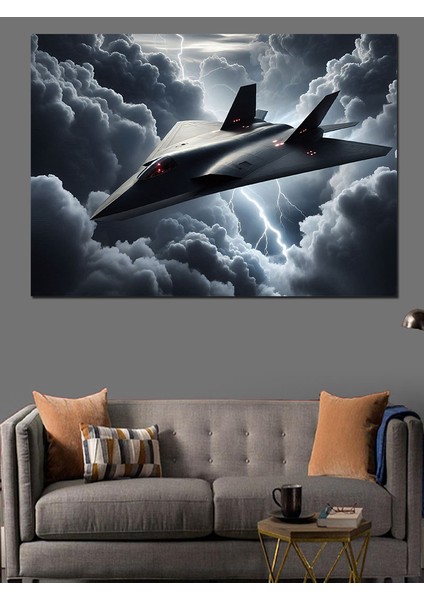 Bulutlarda Jet Uçağı Dekoratif Kanvas - Mdf Ahşap Tablo fiyatları