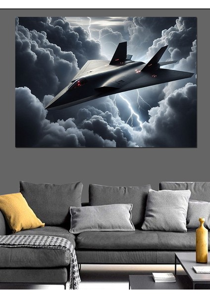 Bulutlarda Jet Uçağı Dekoratif Kanvas - Mdf Ahşap Tablo fırsatları