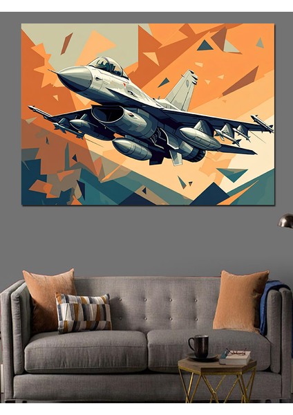 Soyut Jet Uçağı Dekoratif Kanvas - Mdf Ahşap Tablo