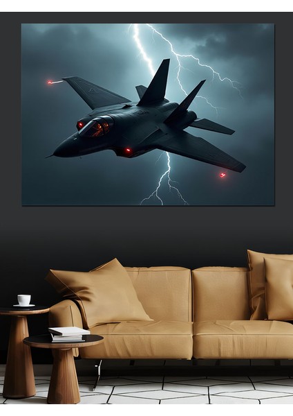 Yıldırım ve Jet Dekoratif Kanvas - Mdf Ahşap Tablo