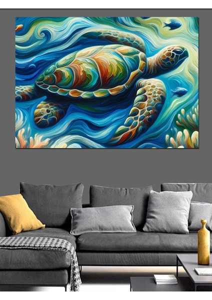 Deniz Kaplumbağası Dekoratif Kanvas - Mdf Ahşap Tablo