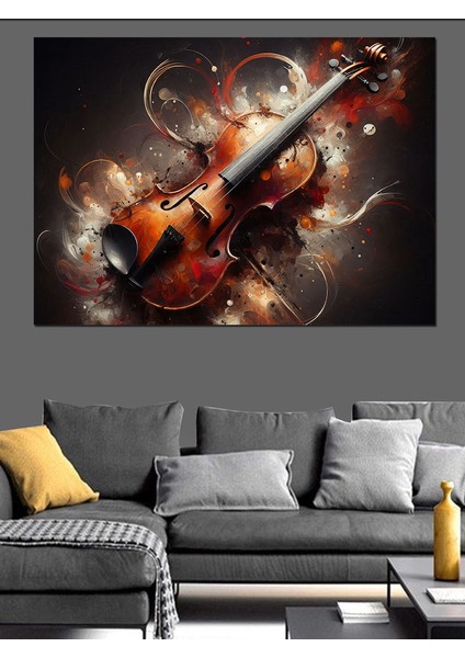 Soyut Keman Dekoratif Kanvas - Mdf Ahşap Tablo fırsatları