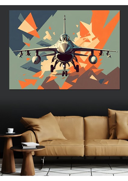 Soyut Jet Uçağı Dekoratif Kanvas - Mdf Ahşap Tablo