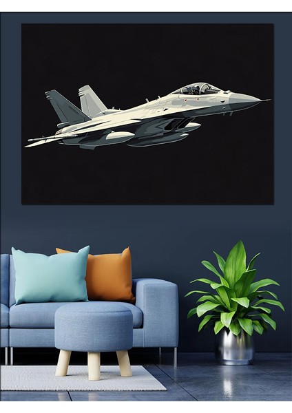Savaş Jet Uçağı Dekoratif Kanvas - Mdf Ahşap Tablo