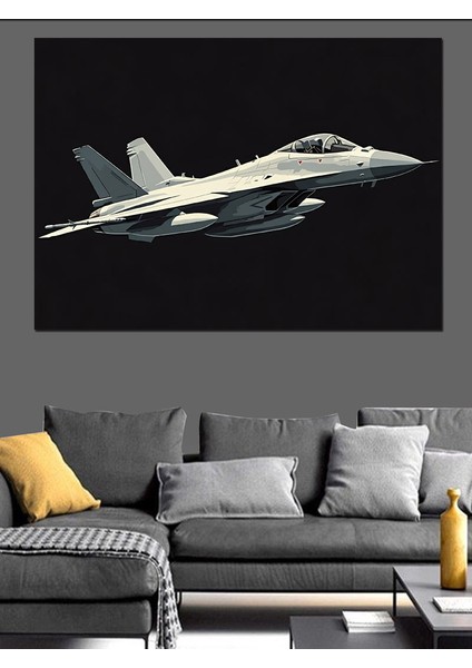 Savaş Jet Uçağı Dekoratif Kanvas - Mdf Ahşap Tablo fırsatları