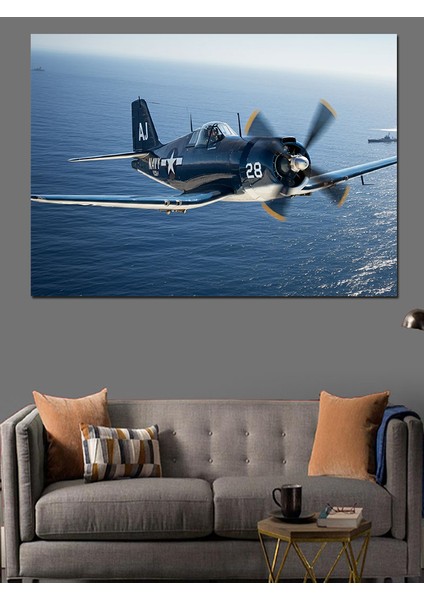 Deniz Üstü Savaş Uçağı Dekoratif Kanvas - Mdf Ahşap Tablo modelleri