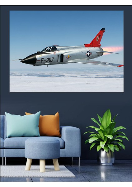 Askeri Jet Uçağı Dekoratif Kanvas - Mdf Ahşap Tablo