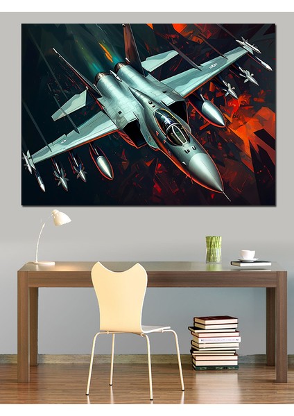 Jet Savaş Uçakları Havada Dekoratif Kanvas - Mdf Ahşap Tablo