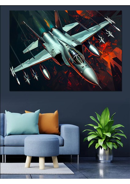 Jet Savaş Uçakları Havada Dekoratif Kanvas - Mdf Ahşap Tablo fırsatları